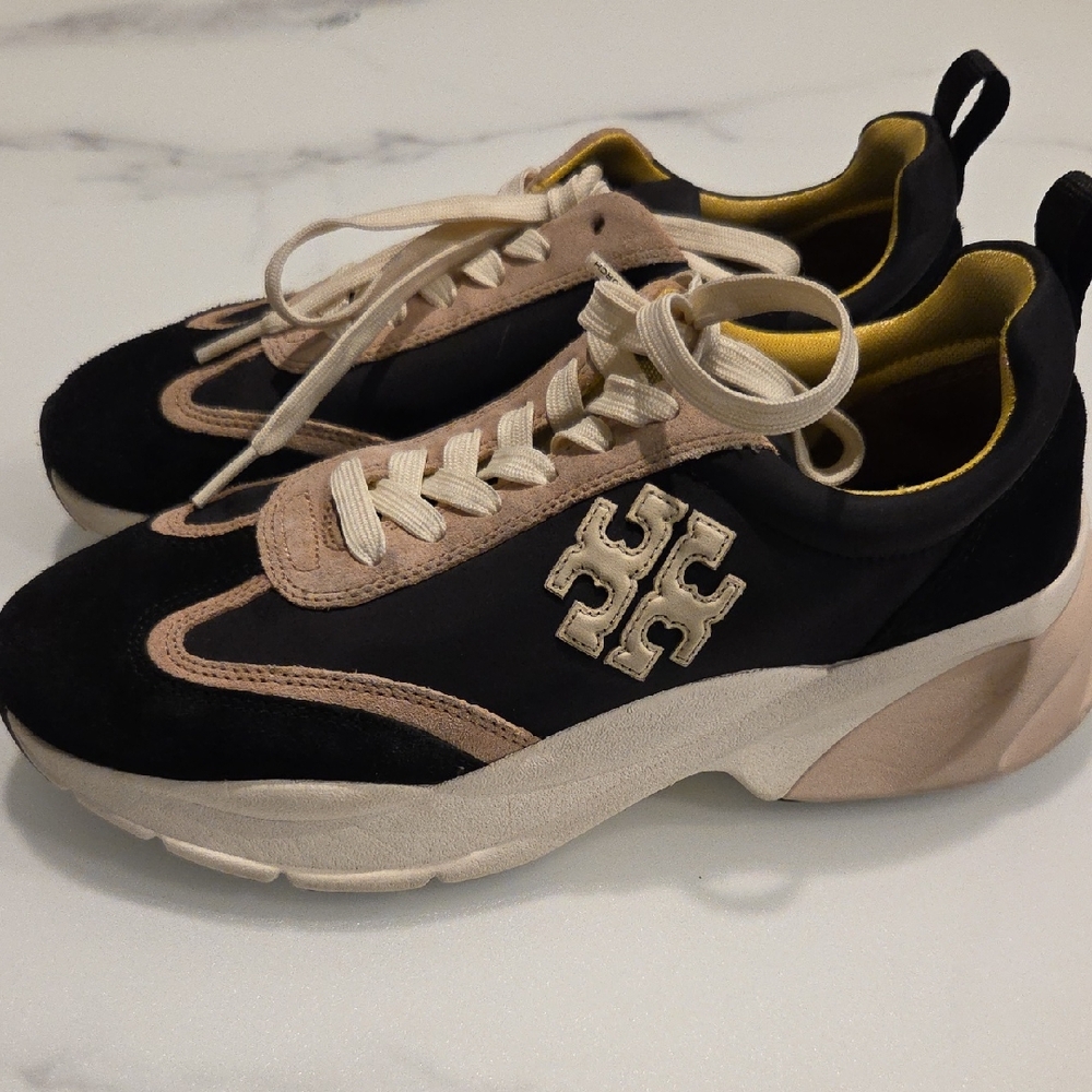 Tory Burch Black and Beige Athletic Shoes